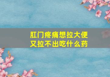 肛门疼痛想拉大便又拉不出吃什么药