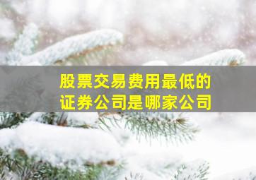 股票交易费用最低的证券公司是哪家公司