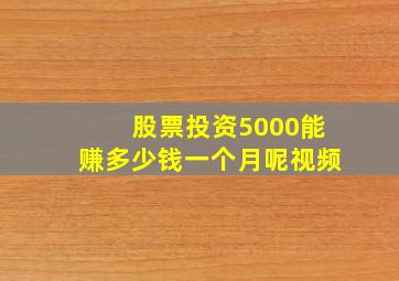 股票投资5000能赚多少钱一个月呢视频