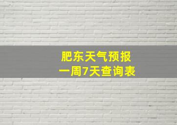 肥东天气预报一周7天查询表