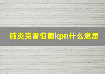 肺炎克雷伯菌kpn什么意思