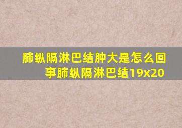 肺纵隔淋巴结肿大是怎么回事肺纵隔淋巴结19x20