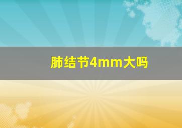 肺结节4mm大吗