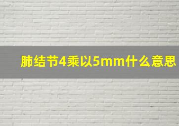 肺结节4乘以5mm什么意思