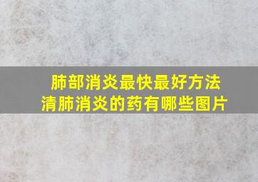 肺部消炎最快最好方法清肺消炎的药有哪些图片