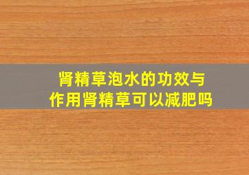 肾精草泡水的功效与作用肾精草可以减肥吗