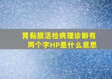 胃黏膜活检病理诊断有两个字HP是什么意思