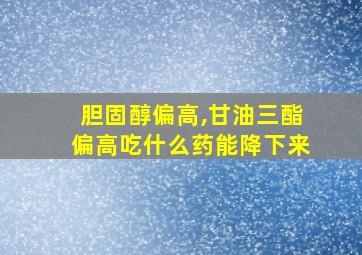 胆固醇偏高,甘油三酯偏高吃什么药能降下来