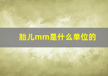 胎儿mm是什么单位的