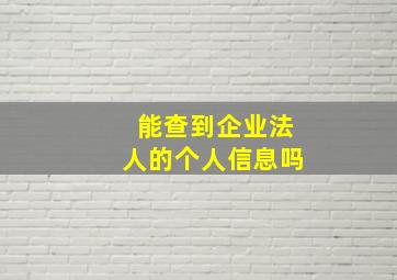 能查到企业法人的个人信息吗