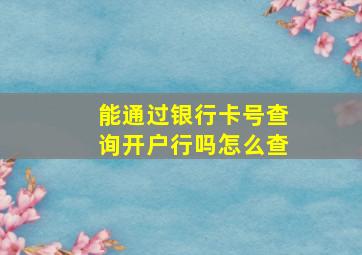 能通过银行卡号查询开户行吗怎么查