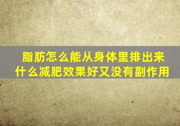 脂肪怎么能从身体里排出来什么减肥效果好又没有副作用