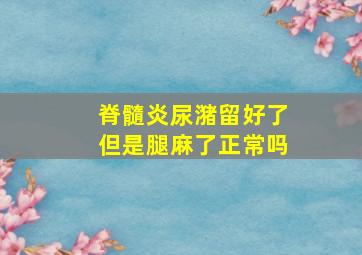 脊髓炎尿潴留好了但是腿麻了正常吗