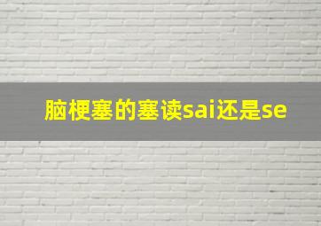 脑梗塞的塞读sai还是se