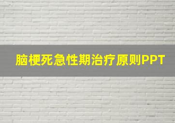 脑梗死急性期治疗原则PPT