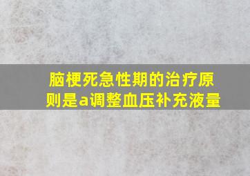 脑梗死急性期的治疗原则是a调整血压补充液量