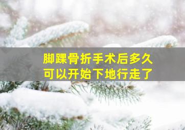 脚踝骨折手术后多久可以开始下地行走了