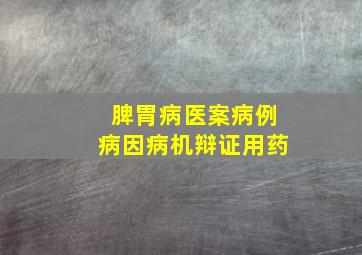 脾胃病医案病例病因病机辩证用药