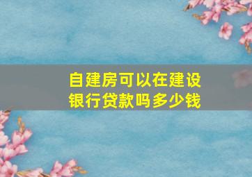 自建房可以在建设银行贷款吗多少钱