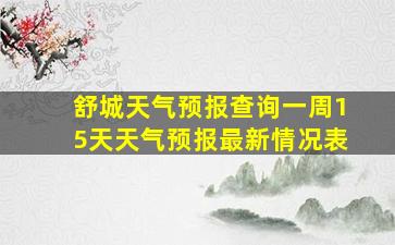 舒城天气预报查询一周15天天气预报最新情况表