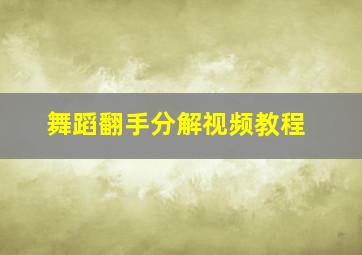 舞蹈翻手分解视频教程