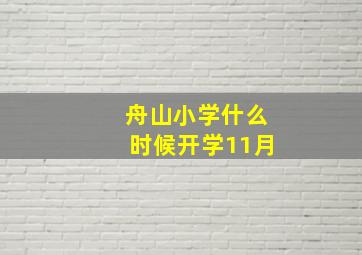 舟山小学什么时候开学11月