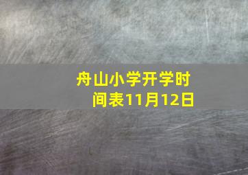 舟山小学开学时间表11月12日