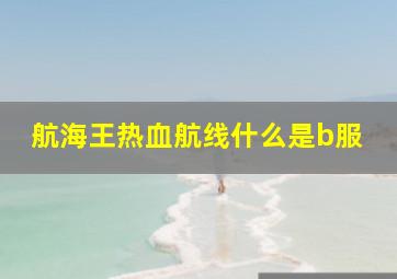 航海王热血航线什么是b服