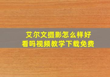 艾尔文摄影怎么样好看吗视频教学下载免费