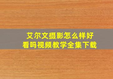 艾尔文摄影怎么样好看吗视频教学全集下载