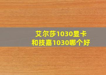 艾尔莎1030显卡和技嘉1030哪个好