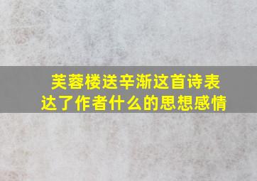 芙蓉楼送辛渐这首诗表达了作者什么的思想感情