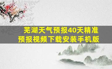 芜湖天气预报40天精准预报视频下载安装手机版