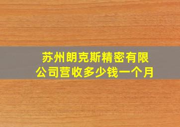 苏州朗克斯精密有限公司营收多少钱一个月