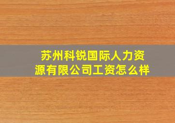 苏州科锐国际人力资源有限公司工资怎么样