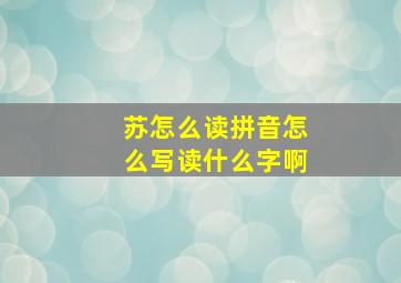 苏怎么读拼音怎么写读什么字啊