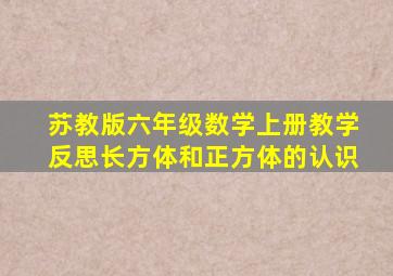 苏教版六年级数学上册教学反思长方体和正方体的认识