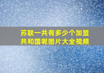 苏联一共有多少个加盟共和国呢图片大全视频