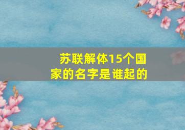 苏联解体15个国家的名字是谁起的