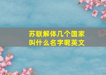 苏联解体几个国家叫什么名字呢英文