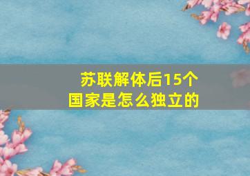 苏联解体后15个国家是怎么独立的