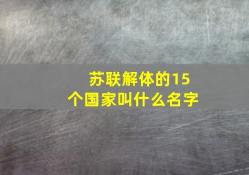 苏联解体的15个国家叫什么名字