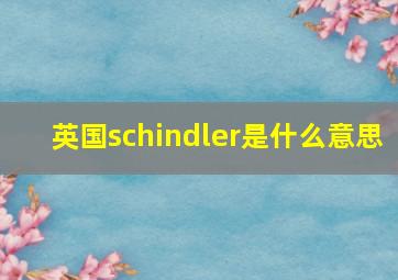 英国schindler是什么意思