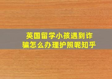 英国留学小孩遇到诈骗怎么办理护照呢知乎