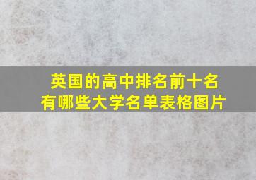 英国的高中排名前十名有哪些大学名单表格图片