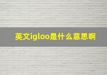 英文igloo是什么意思啊