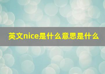 英文nice是什么意思是什么