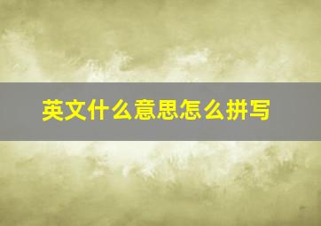 英文什么意思怎么拼写