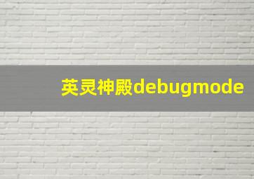 英灵神殿debugmode