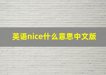 英语nice什么意思中文版